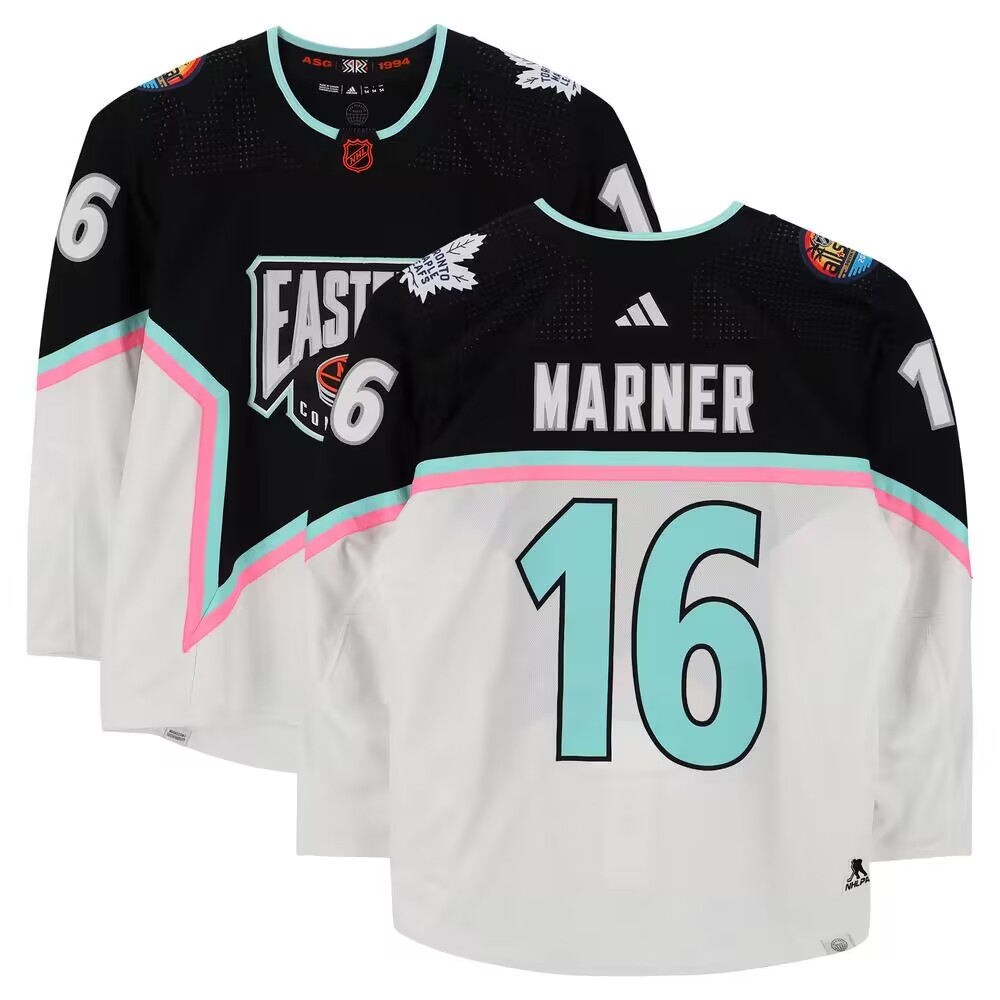 Men's Toronto Maple Leafs #16 Mitchell Marner 2023 Black/White All-Star Game Stitched Jersey